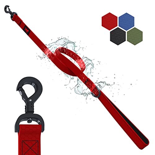 Tuff Pupper Action Leash - Heavy Duty, Waterproof & Odor Free, 6 Foot with Aluminum Quick Release, Locking Carabiner Clip for Adventurous Dogs