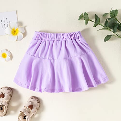 Dieray Toddler Little Kid Baby Girl Shorts Skirts 4-5T 2 Pack Flared Plain Pleated Skater Skirt Sport Skort #TOP3