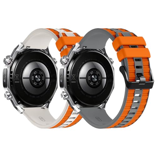ExtraFortunato 22mm �����p�o���h Huawei Watch Ultimate 2�Ή� �\�t�g�V���R���X�g���b�v Huawei Watch GT 6 5 4 46mm�p D(2�p�b�N)