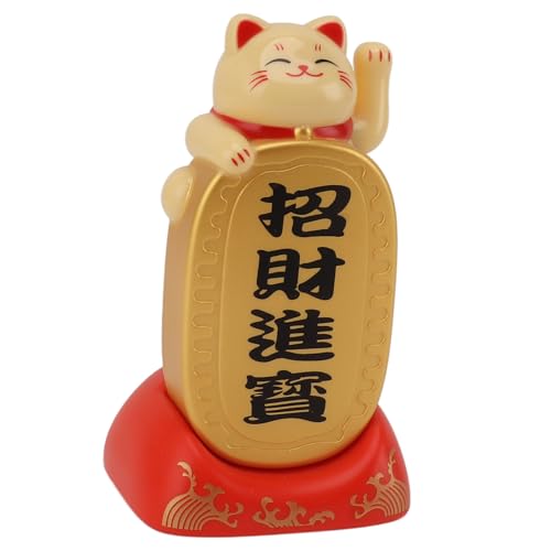 Braço Agitado de Gato da Sorte, Decorações de Estátua de Gato da Fortuna Solar Estatueta Colecionáve