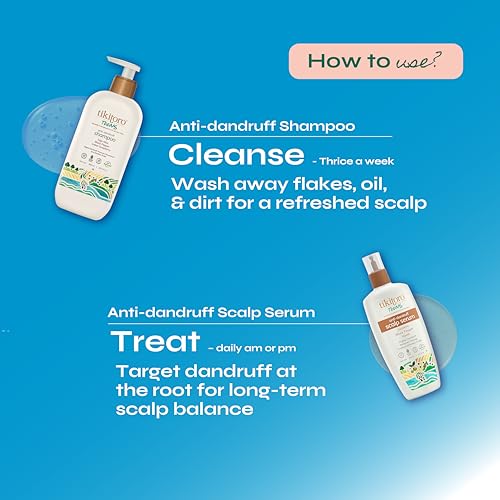 Image of Tikitoro Teens Anti-dandruff Shampoo and Scalp Serum Combo | Cleanses Scalp and Fights Dandruff Causing Fungi | All Scalp Types | No Parabens & Sulphates (Age: 11+) (300ml x 1 and 100ml x 1)