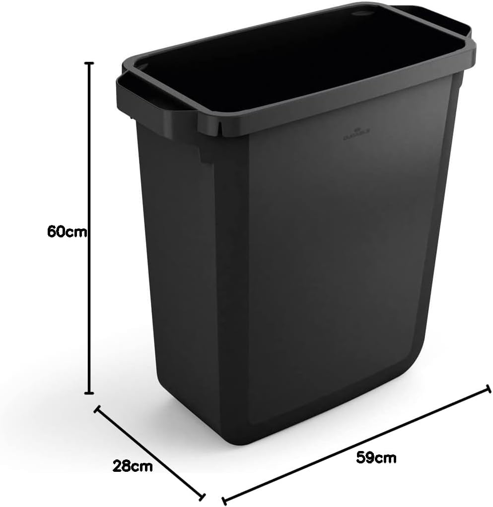 Durable Bidone Durabin Eco 60 Litri, Certificato Blue Angel, con Maniglie, Nero, 1800503221