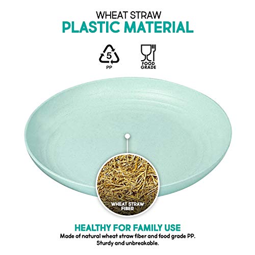 Shopwithgreen Wheat Plastic Reusable Dinner Plates, Camping Outdoor Plates Sets, For Kitchen, Dorm Room, Microwave Dishwasher Safe, Unbreakable And Lightweight, 7.8 Inch, 4 Pcs #TOP1