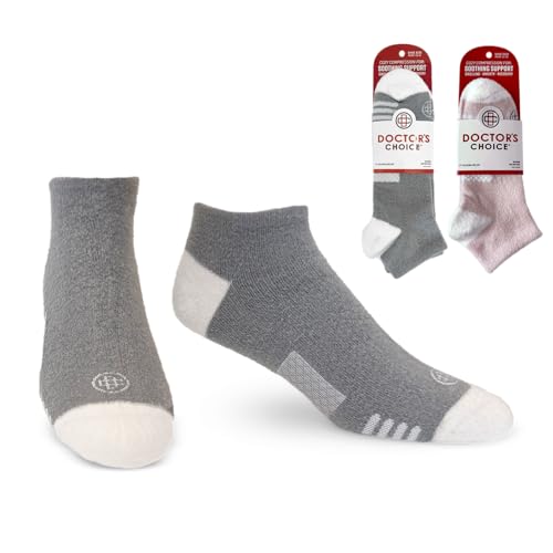 Doctor's Choice Men's & Women's Sleeping Socks, No Show Cozy Compression, Gray, X-Large
