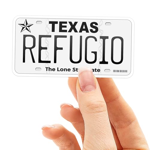 Texas License Plate Decal - Choose from 50+ TX Cities - Texas Bumper Sticker for Car - Houston Austin Dallas San Antonio Decals for Hydroflask Water Bottle (Refugio)