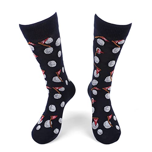 Urban Peacock Men's Novelty Fun Crew Socks - Multiple Patterns to Select From (Golf - Navy, 1 Pair)