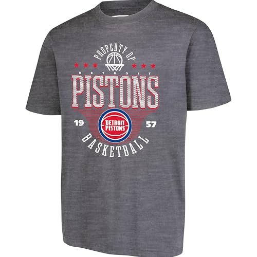 Ultra Game Men's NBA Official Super Soft Mad Props T-Shirt, Detroit Pistons, Heather Charcoal, Medium