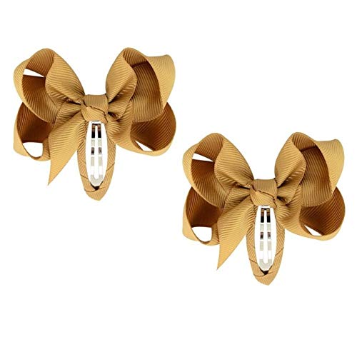 HNCAR-Hair Accessories - 2Pcs/set 2.75 Inch Baby Girls Hair Clips Girls Windmill bow hairpin Grosgrain Ribbon Wrapped Kids Safety Hair Accessories 814 (814-2Pcs-2)