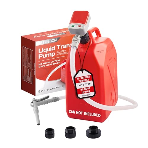 Fuel Transfer Pump Battery Powered Electric Portable Gas Can Tank Pump for Gasoline Diesel kerosene Liquid with Flexible Hose Hand Gas Nozzle(Can Not Included)