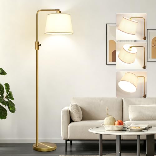 Image of Nintiue Dimmable Floor Lamp, 1000 LM LED Edison Bulb Included, Arc Floor Lamps for Living Room Modern Standing Lamp Tall Lamps for Living Room Bedroom-Brass