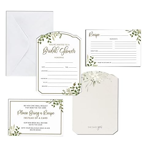 Lillian Rose 24 w Set of 24 Bridal Shower Invites with Envelopes, Instruction Recipe Cards, One Size, Multi Cover