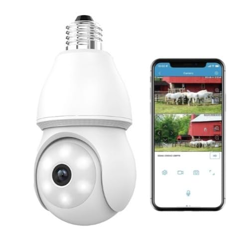 Telecamera di sorveglianza WiFi con lampadina, telecamera di sicurezza 1080P con lampadina E27, telecamere PTZ a 360 gradi, telecamera WiFi per interni visione notturna rilevamento del movimento
