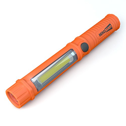 HeroBeam Car Emergency Flashlight - The Original Super Bright LED Flashlight/Worklight with Attachment Magnet and Clothing Clip - A Glovebox Essential for Auto Emergencies at Night - (SINGLE PACK)