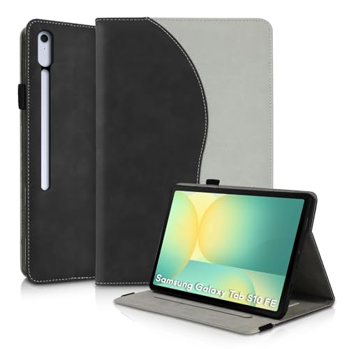 Succtopy Hülle für Samsung Galaxy Tab S10 Lite 10.9" 2025/S10 FE 10.9" 2025/ S9 FE 2023 Schutzhülle Ultradünne PU Leder mit Standfunktion und S Pen Halter Tablet Hülle Schwarz