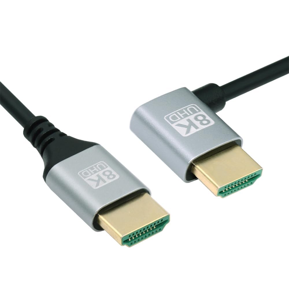 Wefly HDMI 2.1 Cable HDMI Male to Male 90 Degree Left Angled 8K@60Hz 4K@120Hz 48Gbps Ultra High Speed Gold Plated 0.5m for TV Monitor Computer-picture-22