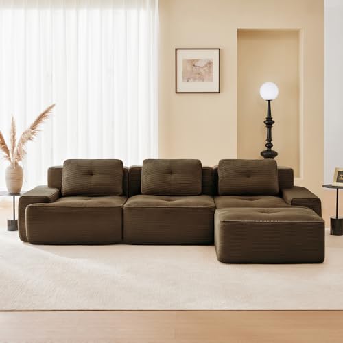 Image of Corduroy Modular Sectional Sofa, Oversized Cloud Couches for Living Room