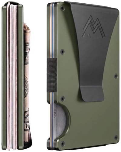 Image of Mountain Voyage Co Minimalist Wallet for Men & Women - Slim RFID Wallet, Scratch Resistant, Credit Card Holder & Money Clip, Easily Removable Money & Cards, (Army Green)