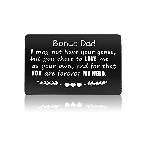 Xiahuyu Step Dad Gifts Fathers Day Gift Engraved Wallet Insert Card for Step Dad Stepfather Bonus Dad Christmas Birthday Gifts Step Dad Gifts from Daughter Son