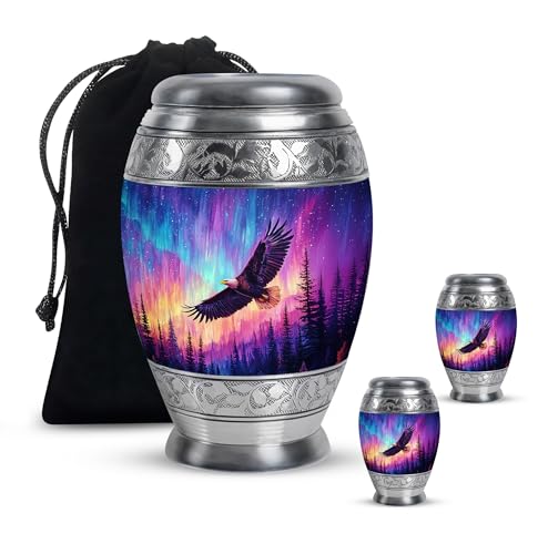 Image of Eagle Urn Large Funeral Urns for Women 1 Large & 2 Small | Small Urn for Ashes Adult Male, Burial Urns