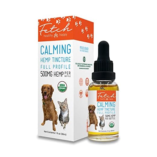 Fetch by Extract Labs Tincture with Hemp Oil for Dogs and Cats, Gluten Free, Vegan, Organic Calming Drops for Dog Treats & Pet Food, Pet Support for Anxiety, Stress, and Joint Pain, 500mg