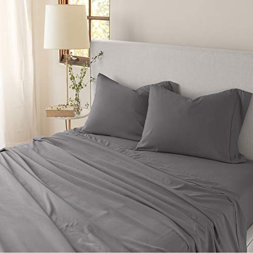 Jennifer Adams Eternal Sheet Set, 4-Piece Microfiber Sheets & Pillowcases - Ultra-Soft, Breathable and Wrinkle-Resistant (Graphite, Queen)