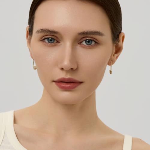 14K Gold Small Huggie Earrings for Girls,925 Sterling Silver Gold Hoops Earrings Trendy Chunky CZ Pin Earrings Jewelry Gifts for Girls4