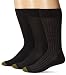 Gold Toe Men's 3 Pack Freshcare Fashion Dress Crew, Black/Black/Black, 10-13/6-12
