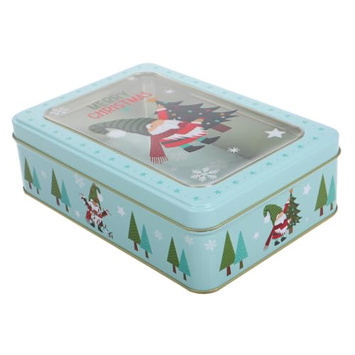 ULTECHNOVO Caja de galletas de hojalata tarro de galletas de otoño tarro de cerámica de navidad pequeñas latas navideñas latas de vacaciones con tapas planchar Sky-blue