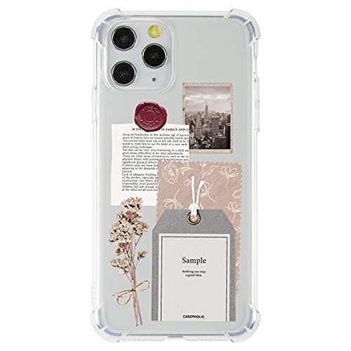 松平商会 CASEPHOLIC ギフトスクラップ iPhone 11Pro ドライフラワー ミニブーケ 包装紙 タグ 古書 ギフトラッピング TPUケース スマホカバー TPU Apple アップル おしゃれ 人気 かわいい オリジナル インスタ映え