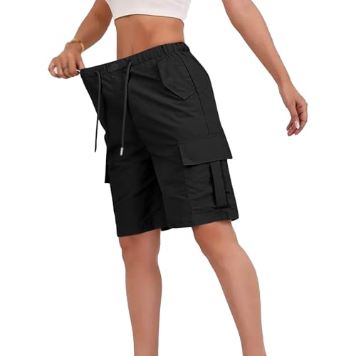 Bermuda avec taille élastique pour femme short de randonnée d'extérieur à poches