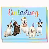 Edition Colibri Geburtstagseinladungskarten – Hundegeburtstagseinladung, fröhlich! | Set mit 10 flachen Karten (A6) – Rückseite zum Beschreiben