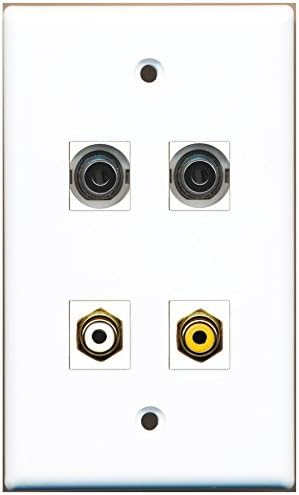 RiteAV &ndash; 1ポートRCAホワイト1ポートRCAイエロー2ポート3.5 MM壁プレート