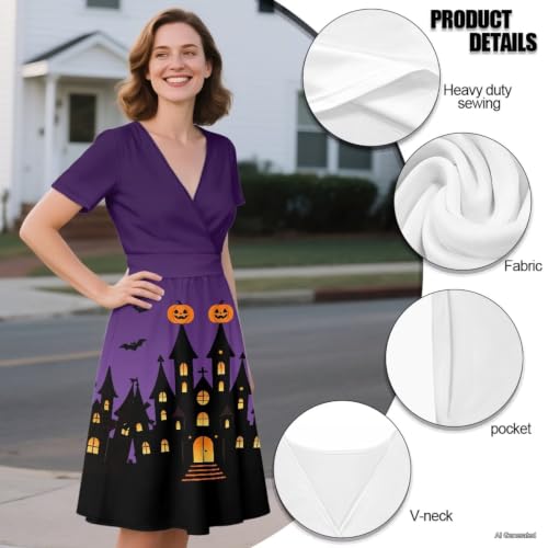 Image of Women's Summer Dresses Short Sleeve Formal Dresses with Pockets