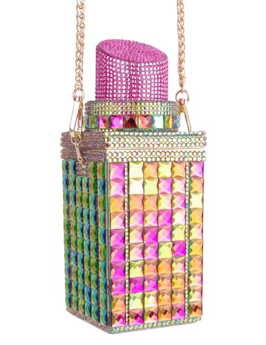 Image of Women Lipstick Shape Inlaid Rhinestone Crystal Glitter Evening Bags Purses Clutch Sparkly Banquet Handbag | Lipstick Shape