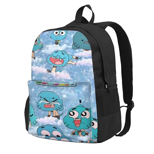 Moonforever The Amazing Anime World of Gumball Mochila de gran capacidad para viajes de ocio y viajes, correa de hombro ajustable, mochila de 32 x 14 x 41,9 cm, color negro, talla única, mochilas de