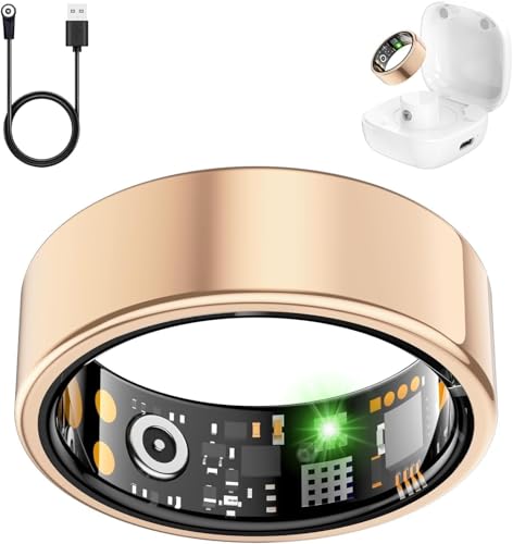 Image of Smart Ring for Women Men, Fitness Ring with Heart Rate, Blood Oxygen,Stress, Sleep Tracker, Step Tracker, Fit Ring No Subscription Fee, IP68 Waterproof Smart Ring for iPhone & Android (Rose Gold, 7#)