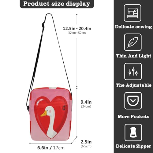 Funny Cartoon Heart Animal Goose men's messenger bag Small Crossbody Bags For Women Shoulder Hand Bag For Woman Adjustable Strap for School Travel3
