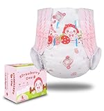 Landofgenie Adult Diapers Large Overnight Printed Diaper with Tabs 10 Pieces - Strawberry Cow (Large 36