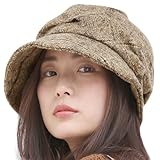 [DreamHats] キャスケット レディース (深く被れて暖かい) 秋冬 UVカット (アレンジ自由なワイヤー入りのつば) 帽子 女性用 (JP, アルファベット, M, ベージュチェック)