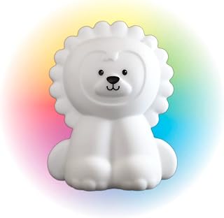 Westek NL RGBLL Soft Touch Lamp, Battery Powered & Color Changing Nightlight, Tap Activation, Washable & BPA Free Cover, Children's Nightlight, Logan The Lion, White