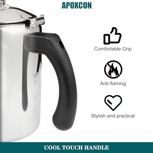 APOXCON 8-Tassen-Edelstahl-Kaffeemaschine für Camping und Outdoor-Reisen, Perkolator-Kaffeekanne mit hitzebeständigem Borosilikatglas-Knauf & stilvollen Griffen für jede Herdplatte