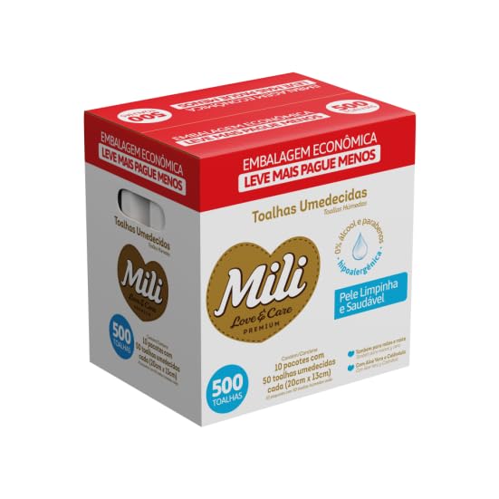 Pack Toalhas Umedecidas MILI Love Care com 10 pct de 50 unid