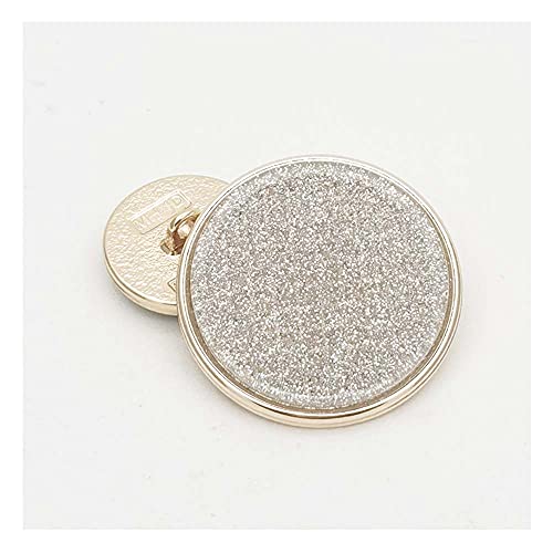 5 PCS Metal Round Shank Button Many Sizes Special Sparkling Buttons for Clothes Bags Decor Sewing Crafts (Silver, 25mm)