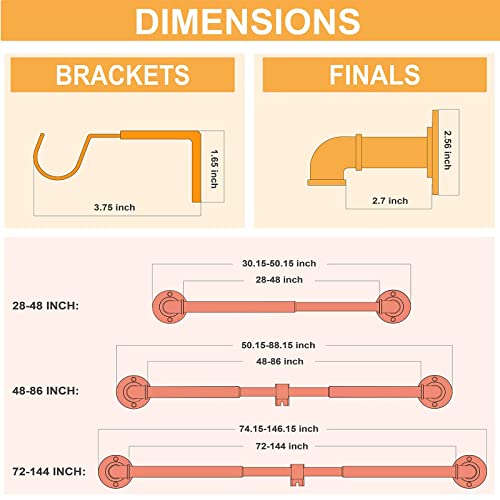 Rustic Curtain Rod, Industrial Curtain Rods For Windows 48 To 84 Inches, Blackout Wrap Around Curtain Rod, For Indoor And Outdoor, Simple Modern Design, 48 To 86 Inches, Black #TOP5