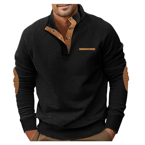 Men's Hoodless Sweatshirt Fashion Solid Casual Stand Long Sleeve Top for Everyday Wear