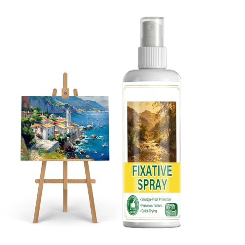 Art Fixative Spray - 100ml Quick Drying Smudge-Proof Setting Coating | Pastel Fixative Spray | Clear Protecting Primer For Oils Charcoal Gouache Acrylics Wallpaper Crafts Painting Drawing 130g Fast Dr