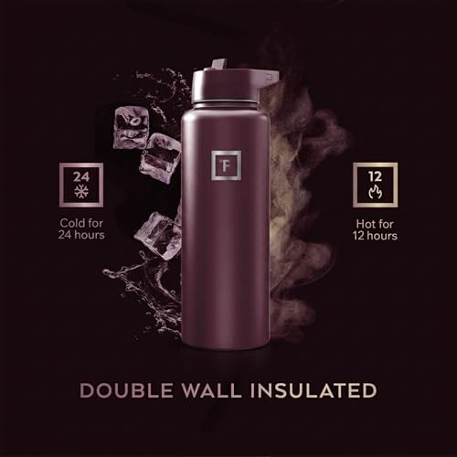 Image of IRON FLASK 40 oz Wide Mouth Water Bottle with Straw | Insulated Stainless Steel Sports Water Bottle with Leakproof Straw Lid - BPA Free, Cold 24 Hrs, Sweat Free (Burgundy)