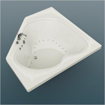 Tobago 60 x 60 x 23" Corner Air Jetted Bathtub Color/Trim / Tile Flange / Pump: Bone / Brushed Nickel / No / Right