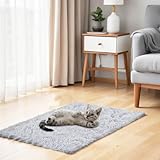 ElevateTech Beruhigende Kuscheldecke für Haustiere Flauschige Weiche Katzendecke Waschbare Warm 22 × 14 Zoll/56 × 36 cm Graue Welpendecke fürInnenbereich Maschinenwaschbar Graue