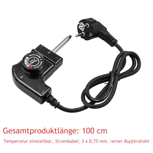 Leloco Thermostat Kabel 1M für Elektrogrill & Elektropfanne – 250V Temperaturregler für elektrische Pfanne, Partypfanne, Pizzapfanne elektrisch & Warmhaltepfanne – Ersatz-Grillkabel mit Thermostat